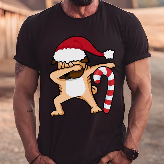 Dabbing Mops Dog Weihnachtsfeiertag T-Shirt