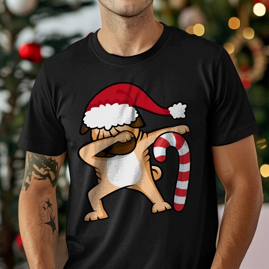 Dabbing Mops Dog Weihnachtsfeiertag T-Shirt