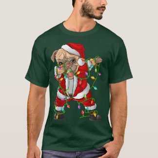 Dabbing Mops Dog Xmas Lights Der sonnige Mops Sant T-Shirt