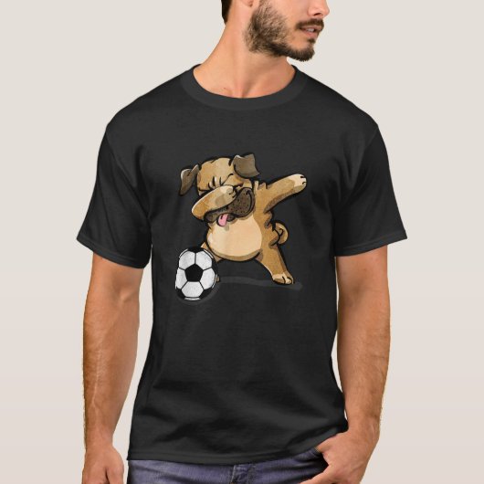 Dabbing Mops Funny Dog Fußball Mops Liebe Fußball T-Shirt (Vorderseite)
