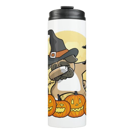 Dabbing Mops Halloween Thermosbecher (Vorderseite)