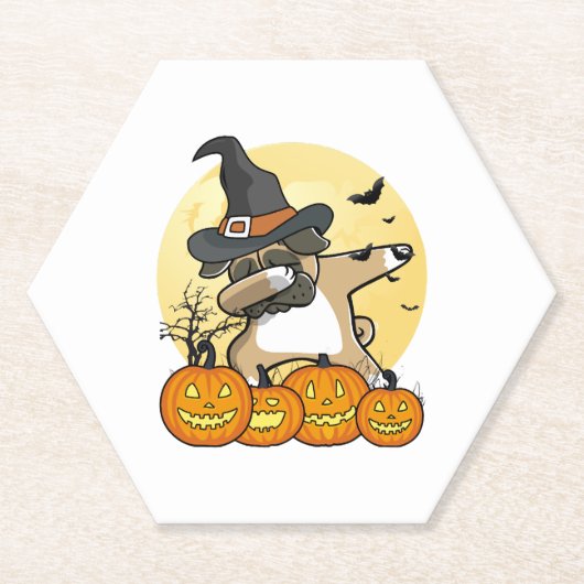Dabbing Mops Halloween Untersetzer (Vorderseite)