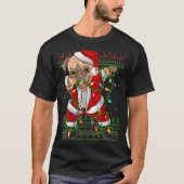 Dabbing Mops Hund Xmas Lights Ugly Mops Santa Chri T-Shirt (Vorderseite)