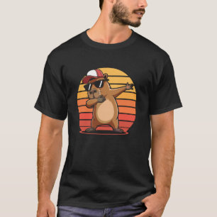 Dabbing-Murmeltier Retro-Sonnenuntergangs-Vibes T-Shirt