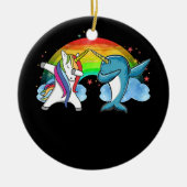 Dabbing Narwhal Unicorn Dab Dance Keramik Ornament (Vorne)