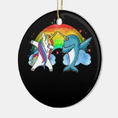 Dabbing Narwhal Unicorn Dab Dance Keramik Ornament (Links)