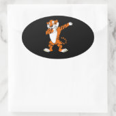Dabbing Niedliches Tiger Animal Party Ovaler Aufkleber (Tasche)