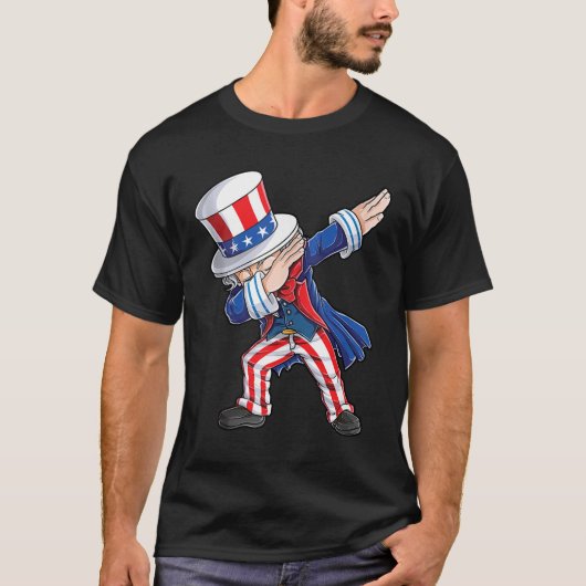 Dabbing Onkel Sam 4. Juli Jungs Girls Men Ameri T-Shirt (Vorderseite)