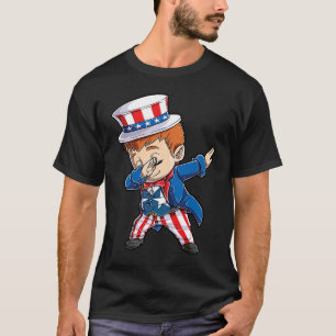Dabbing Onkel Sam Boy 4. Juli Kinder Männer Amerik T-Shirt