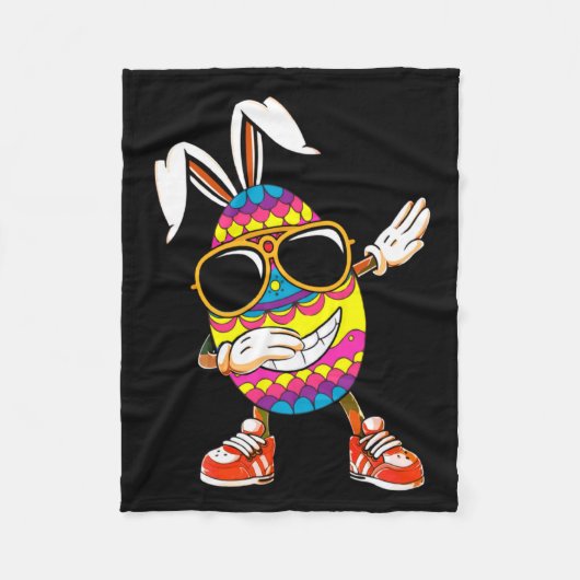 Dabbing-Oster-Ei-Jäger-Hasen-Illustration Fleecedecke (Vorderseite)
