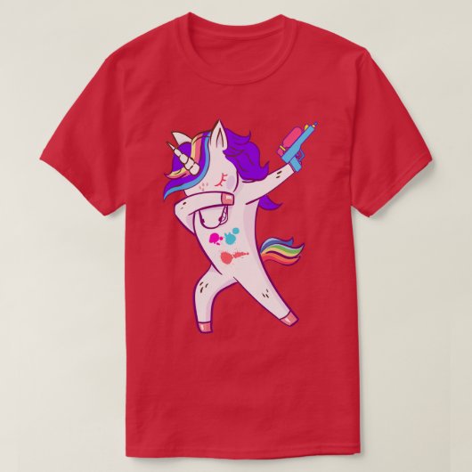Dabbing Paintball Funny Unicorn T-Shirt (Design vorne)