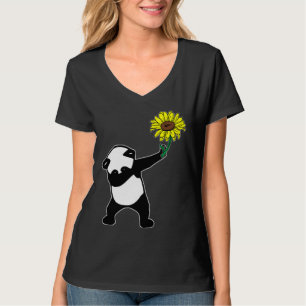 Dabbing Panda Bär Sonnenblumen Autismus Bewusstsei T-Shirt