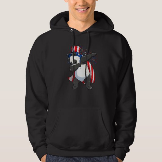 Dabbing Panda Bear mit Onkel Sam Hat Usa Flag 4. Hoodie (Vorderseite)
