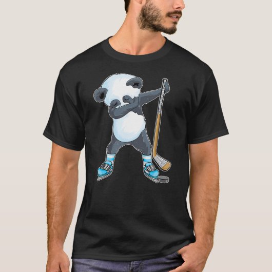 Dabbing panda Ice Hockey panda Kids Boys funny ice T-Shirt (Vorderseite)