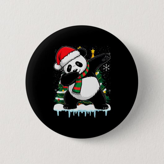 Dabbing Panda Santa Christmas Kids Boys Men Xmas B Button (Vorderseite)