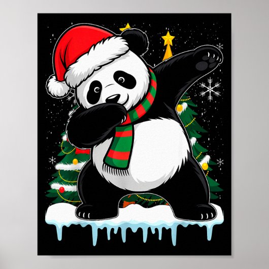 Dabbing Panda Santa Christmas Kids Boys Men Xmas B Poster (Vorne)