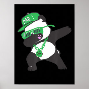 dabbing panda with sunglasses hip hop poster