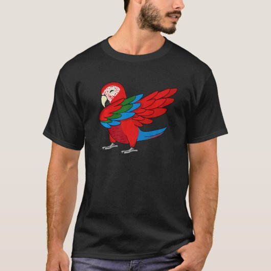 Dabbing Parrot I Green Winging Macaw T-Shirt (Vorderseite)