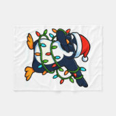 Dabbing Penguin Christmas Girls Xmas Lights Boys C Fleecedecke (Vorderseite (Horizontal))