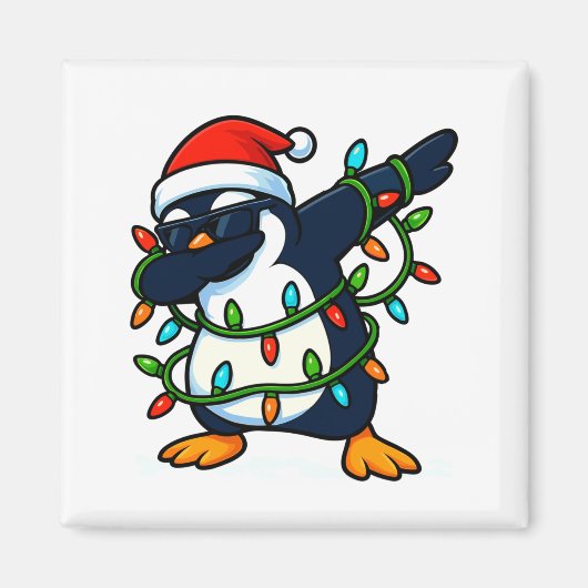 Dabbing Penguin Christmas Girls Xmas Lights Boys C Magnet (Vorne)