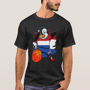 Dabbing Penguin Netherlands Basketball Fan Jersey T-Shirt