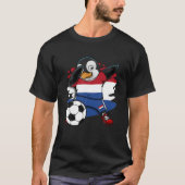 Dabbing Penguin Netherlands Soccer Fan Jersey Foot T-Shirt (Vorderseite)
