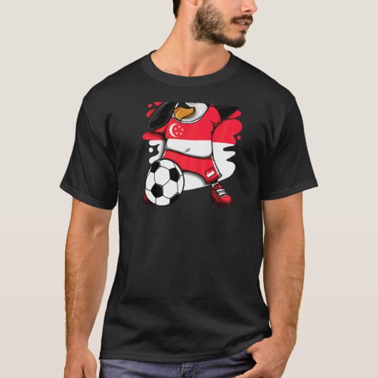 Dabbing Penguin Singapore Soccer Fans Jersey Footb T-Shirt (Vorderseite)
