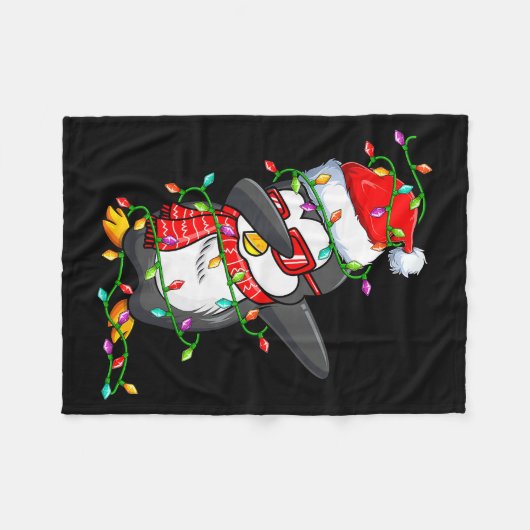 Dabbing Penguin Wearing Santa Hat - Penguin Lover Fleecedecke (Vorderseite (Horizontal))