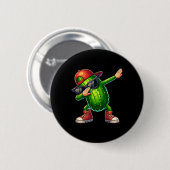 Dabbing Pickle Dancing Cucumber Lover Funny Pickle Button (Vorne & Hinten)