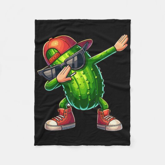 Dabbing Pickle Dancing Cucumber Lover Funny Pickle Fleecedecke (Vorderseite)
