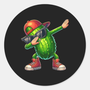Dabbing Pickle Dancing Cucumber Lover Funny Pickle Runder Aufkleber