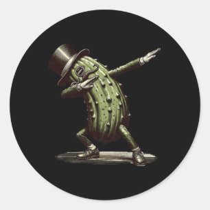 Dabbing Pickle Dancing Cucumber Lover Funny Pickle Runder Aufkleber