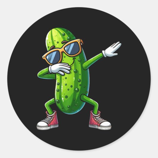 Dabbing Pickle Dancing Cucumber Lover Funny Pickle Runder Aufkleber (Vorderseite)