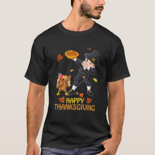 Dabbing Pilger Truthahn Erntedankfest Tag Jungen M T-Shirt