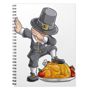 Dabbing Pilgrim Boy Türkei Erntedank Day Men Fu Notizblock