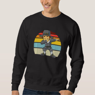 Dabbing Pilgrim Erntedank Retro Boys Kids Toddl Sweatshirt