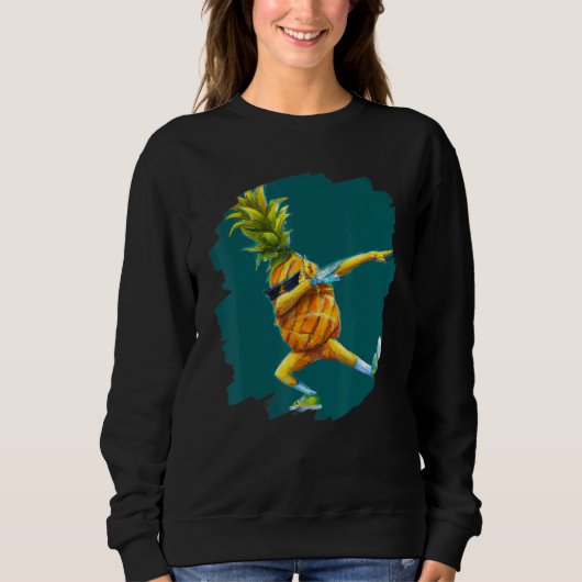 Dabbing Pineapple Aloha Sunglasses Beach Dance Haw Sweatshirt (Vorderseite)