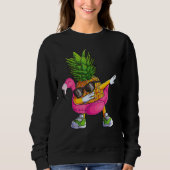 Dabbing Pineapple Flamingo Tropical aloha Beach Ha Sweatshirt (Vorderseite)