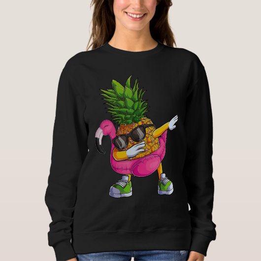 Dabbing Pineapple Flamingo Tropical aloha Beach Ha Sweatshirt (Vorderseite)