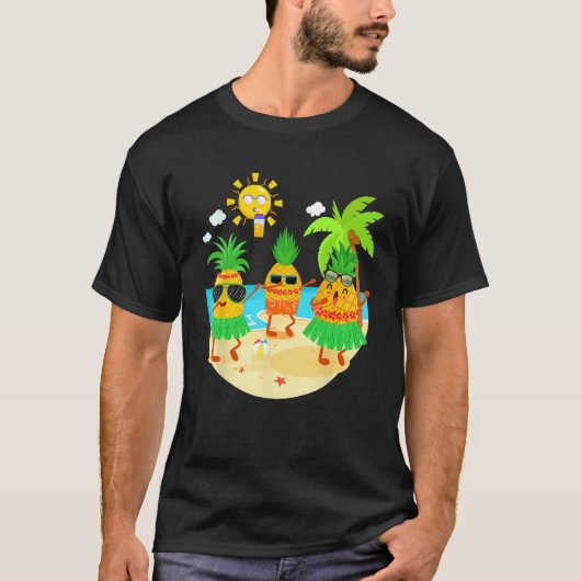 Dabbing Pineapple Sunglasses Hawaii Beach Palm Tre T-Shirt (Vorderseite)