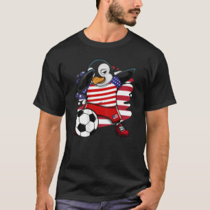Dabbing Pinguin America Soccer Fans Jersey USA Fla T-Shirt