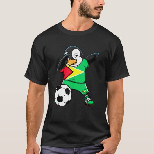 Dabbing Pinguin Guyana Fußballfans Jersey Flag Foo T-Shirt (Vorderseite)