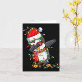 Dabbing Pinguin mit Weihnachtsmannmütze - Pinguinl Karte (Gelbe Blume)