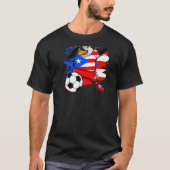 Dabbing Pinguin Puerto Rico Soccer Fan Jersey Foot T-Shirt (Vorderseite)