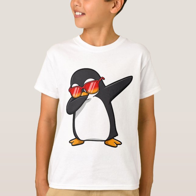 Dabbing Pinguin Tragen einer Sonnenbrille Dab Danc T-Shirt (Vorderseite)