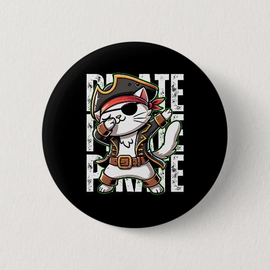 Dabbing Pirate Cat Pirate Party Man Niedlich Cat B Button (Vorderseite)