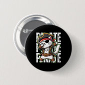 Dabbing Pirate Cat Pirate Party Man Niedlich Cat B Button (Vorne & Hinten)