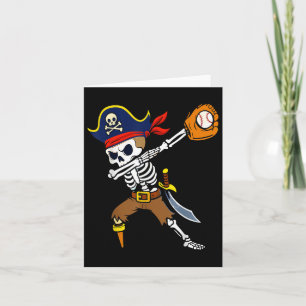 Dabbing Pirate Skeleton Baseball Funny Halloween Karte