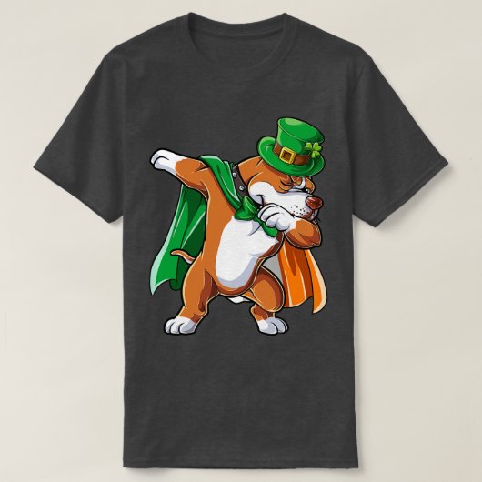 Dabbing Pitbul Irish Leprechaun St Patricks Day Fo T-Shirt (Design vorne)