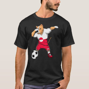 Dabbing Pitbull Hund Grönland Fußballtrikot Fußba T-Shirt